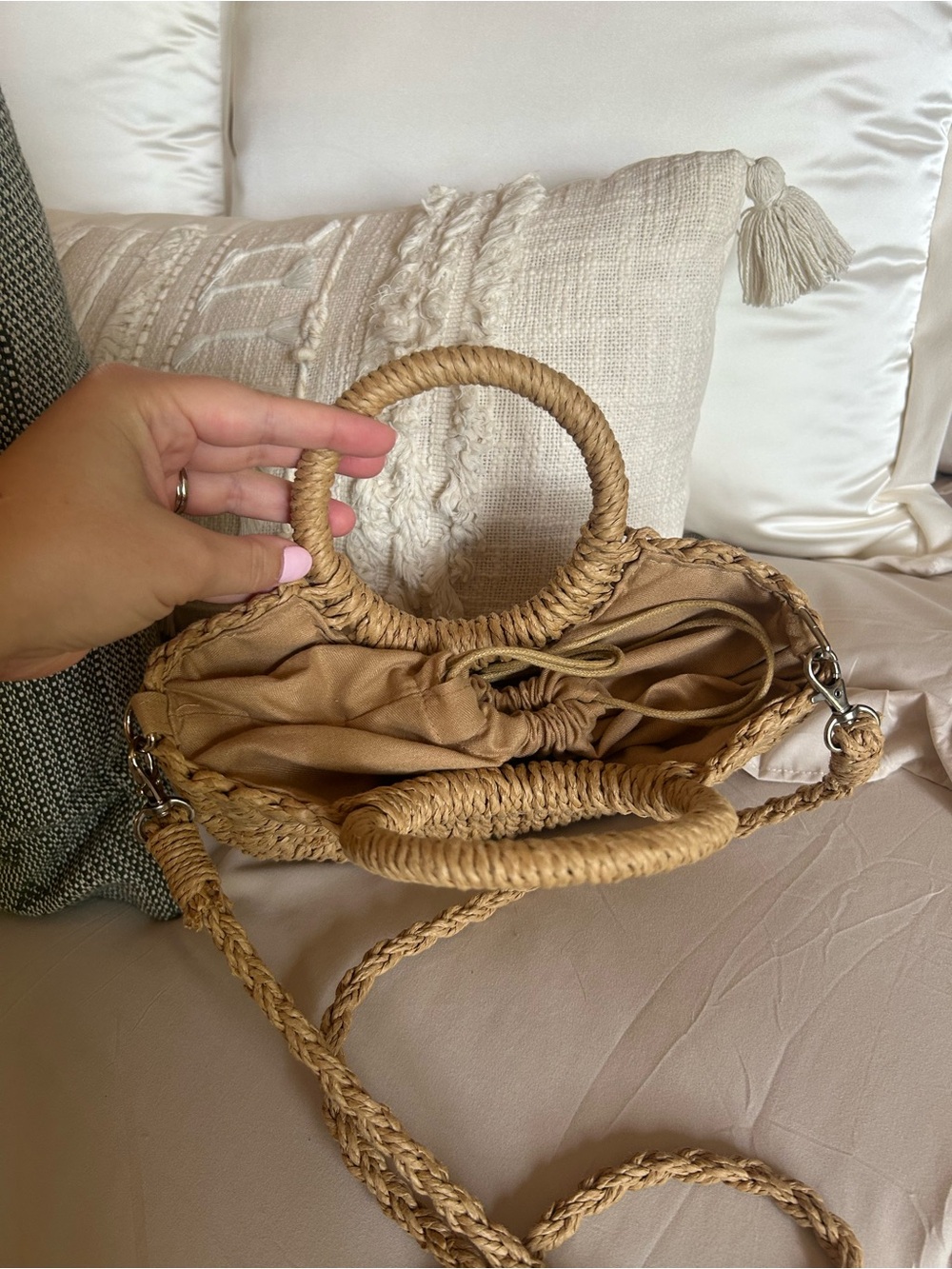 Woven Straw Crossbody Small Purse in Natural - Picture 8 of 10
